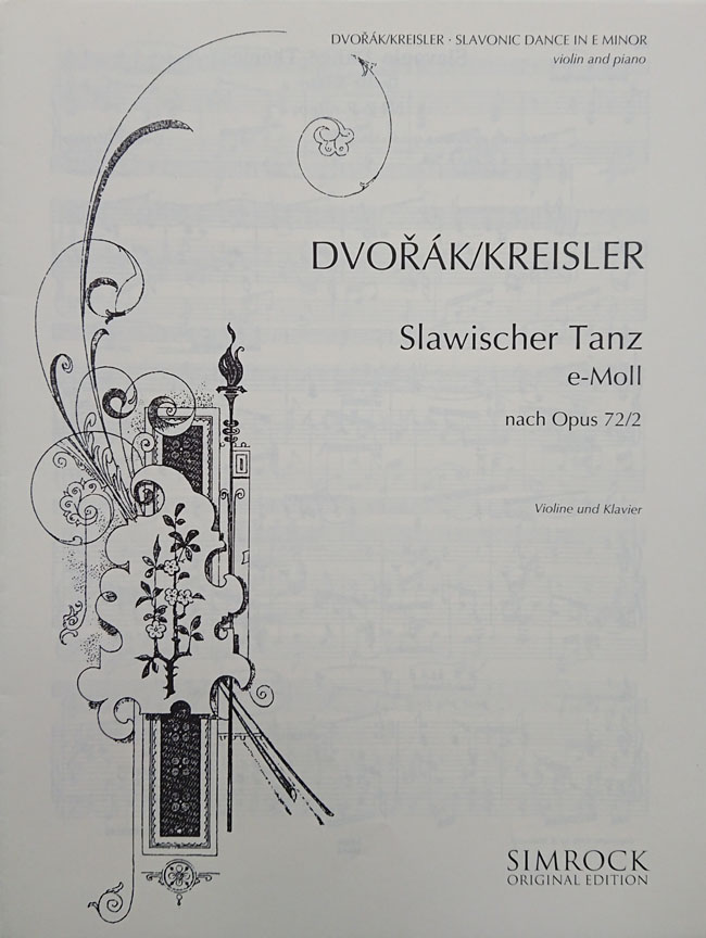 Simrock ドヴォルジャーク / スラブ舞曲 ホ短調 Op.72/2のテーマ（ヴァイオリン洋書） Simrock アントニン　ドヴォルザーク　ドボルザーク スラヴ