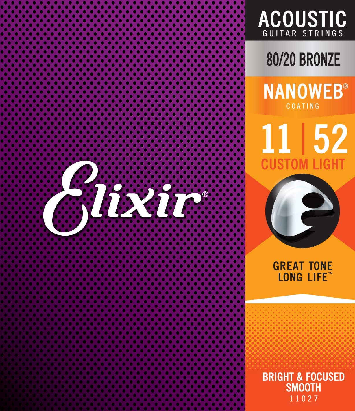 Elixir 11027 NANOWEB 80/20 Bronze Custom Light [11-52] エリクサー