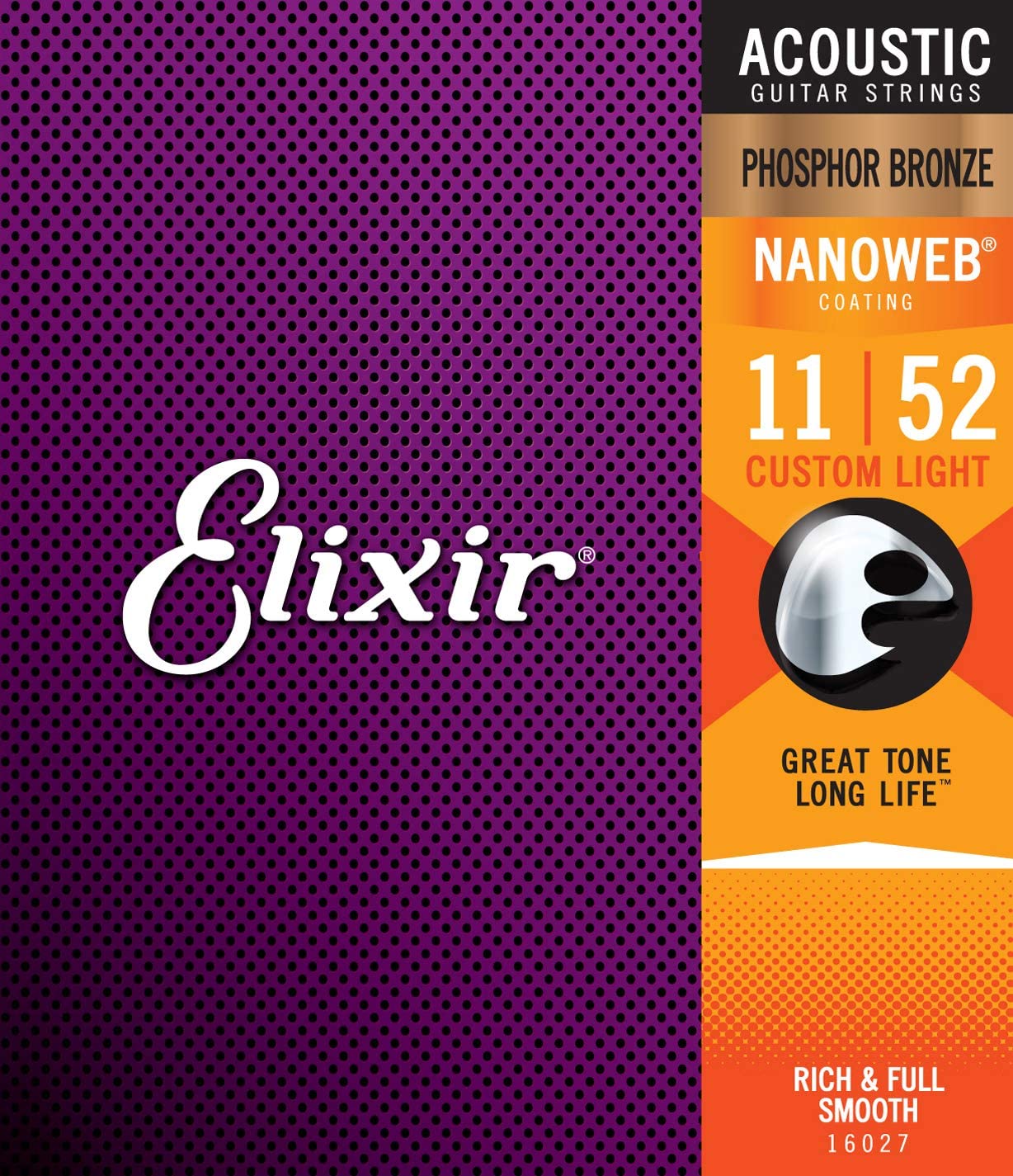 Elixir 16027 NANOWEB Phosphor Bronze Custom Light [11-52] エリクサー