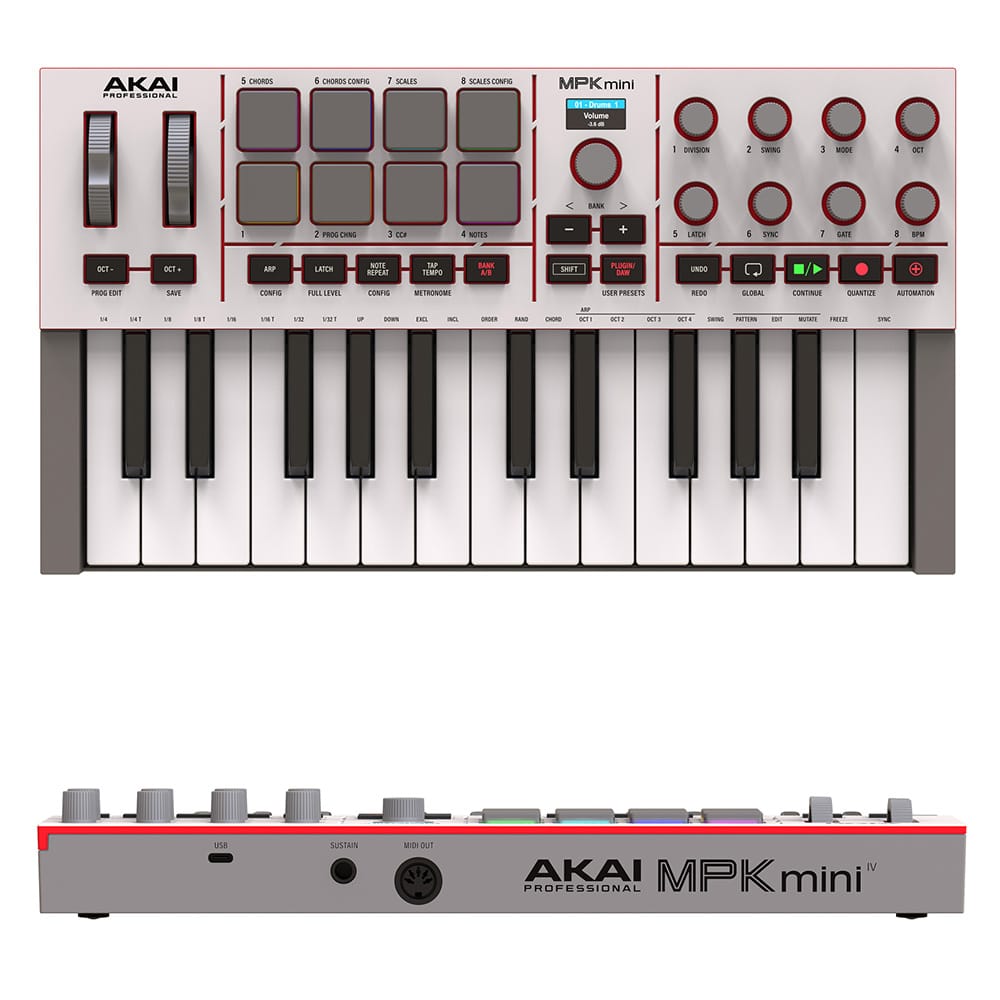 AKAI アカイ MPK mini 4 Grey グレー 25鍵 MIDIキーボード MIDIコントローラー PAD付き グレー DZONE