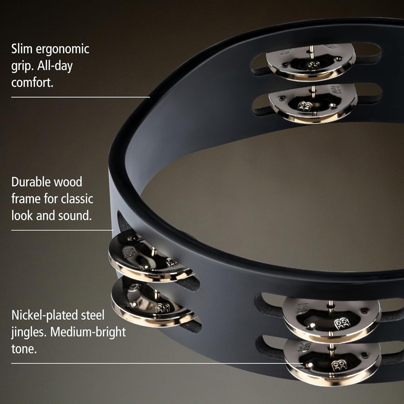 MEINL Percussion マイネル タンバリン Compact Wood Tambourine CTA2S-BK ブラック コンパクト ウッド タンブリン 【国内正規品】