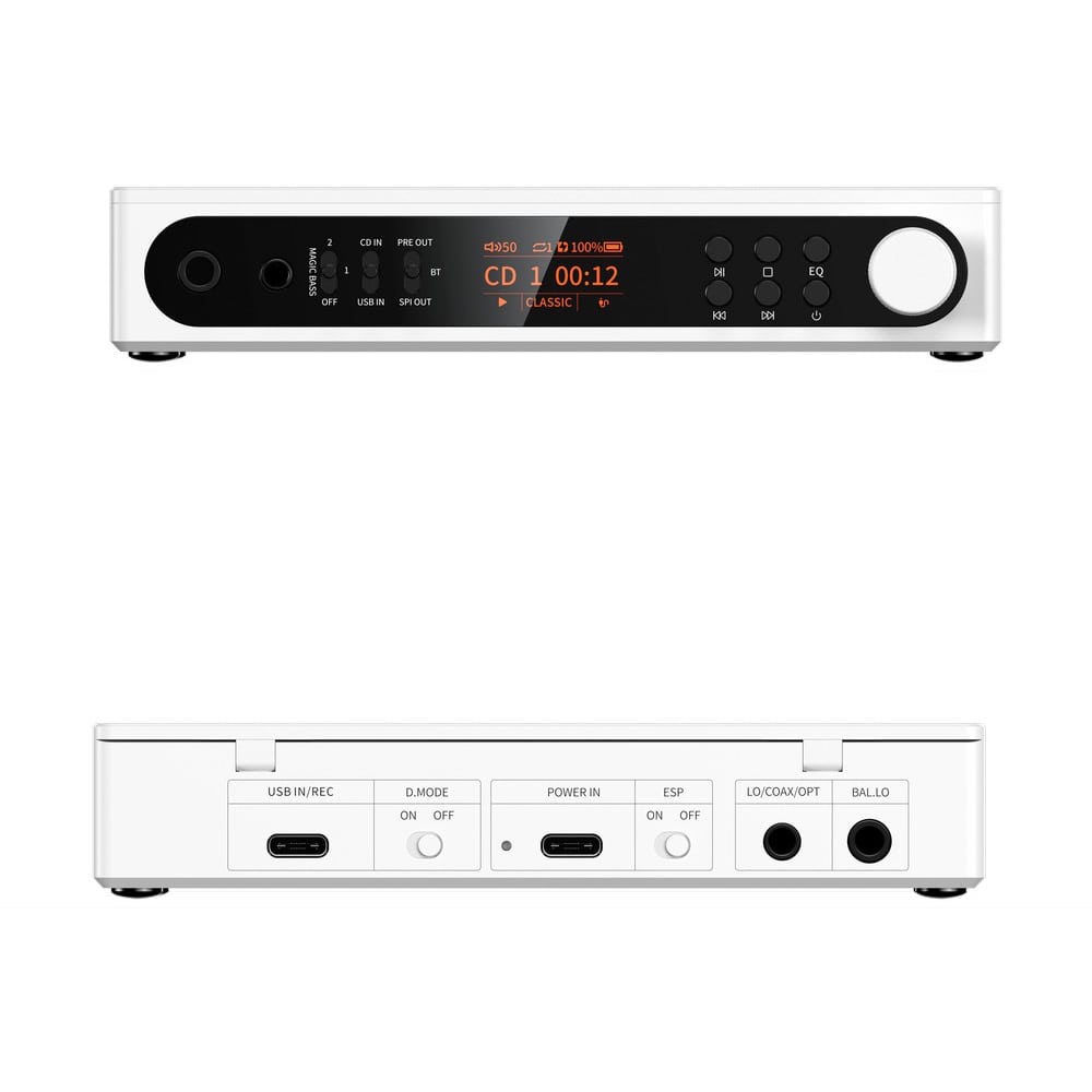 FIIO ポータブル CDプレーヤー DM15 R2R ホワイト (FIO-DM15R-W) 《ロゴ入りクロスプレゼント》 ホワイト DZONE