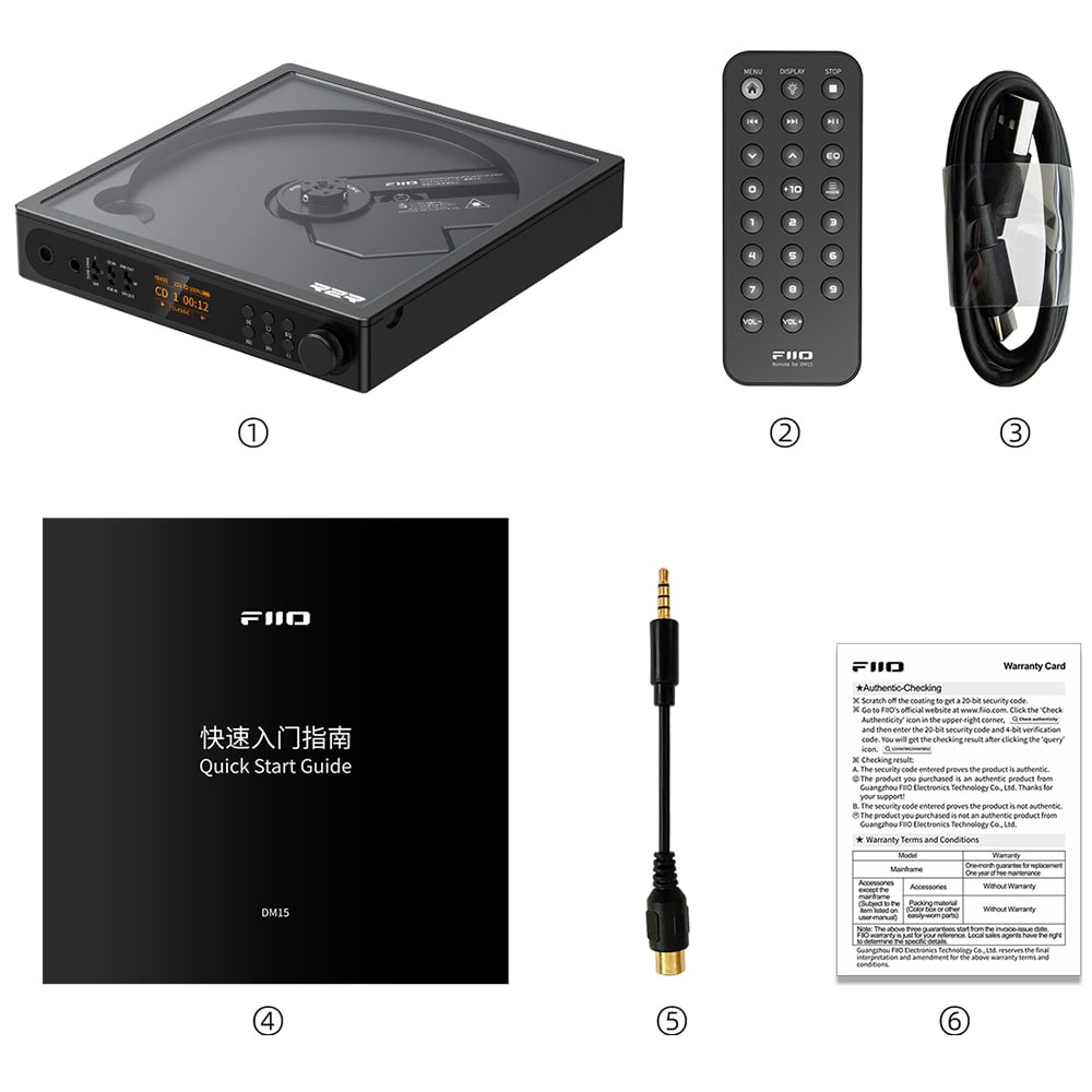 FIIO ポータブル CDプレーヤー DM15 R2R ブラック (FIO-DM15R-K) 《ロゴ入りクロスプレゼント》 ブラック DZONE