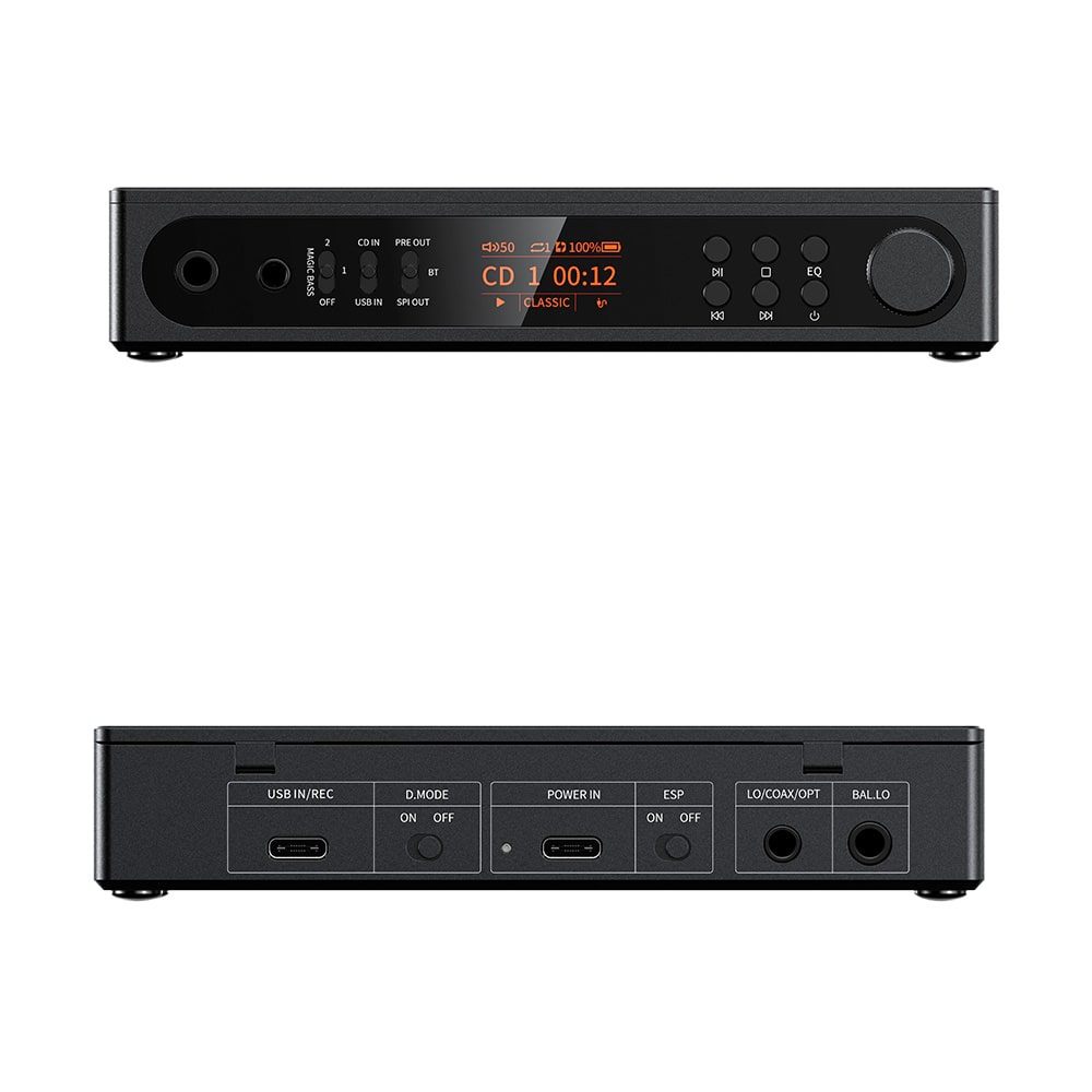 FIIO CDプレーヤー DM15 R2R ブラック + 専用PUレザーケース NEST-DM15 R2R オレンジ セット 《ロゴ入りクロスプレゼント》 ブラック/オレンジ DZONE