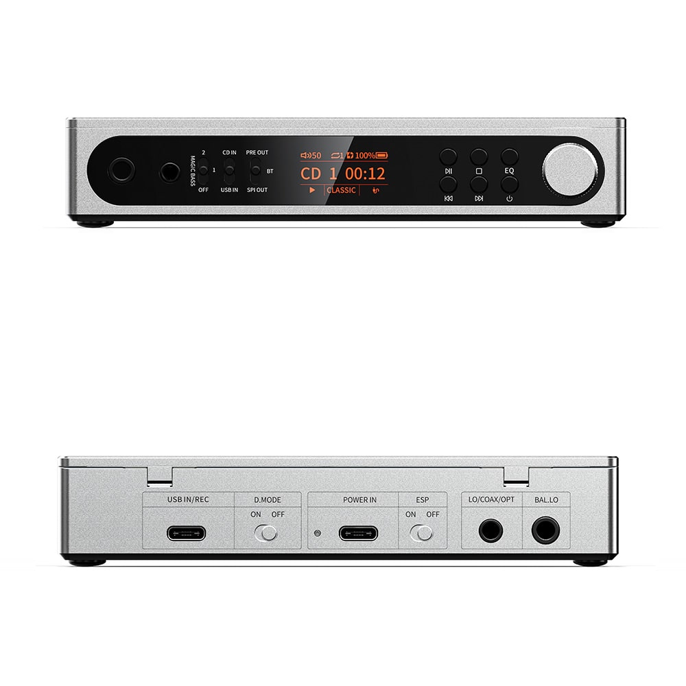 FIIO CDプレーヤー DM15 R2R シルバー + 専用PUレザーケース NEST-DM15 R2R オレンジ セット 《ロゴ入りクロスプレゼント》 シルバー/オレンジ DZONE