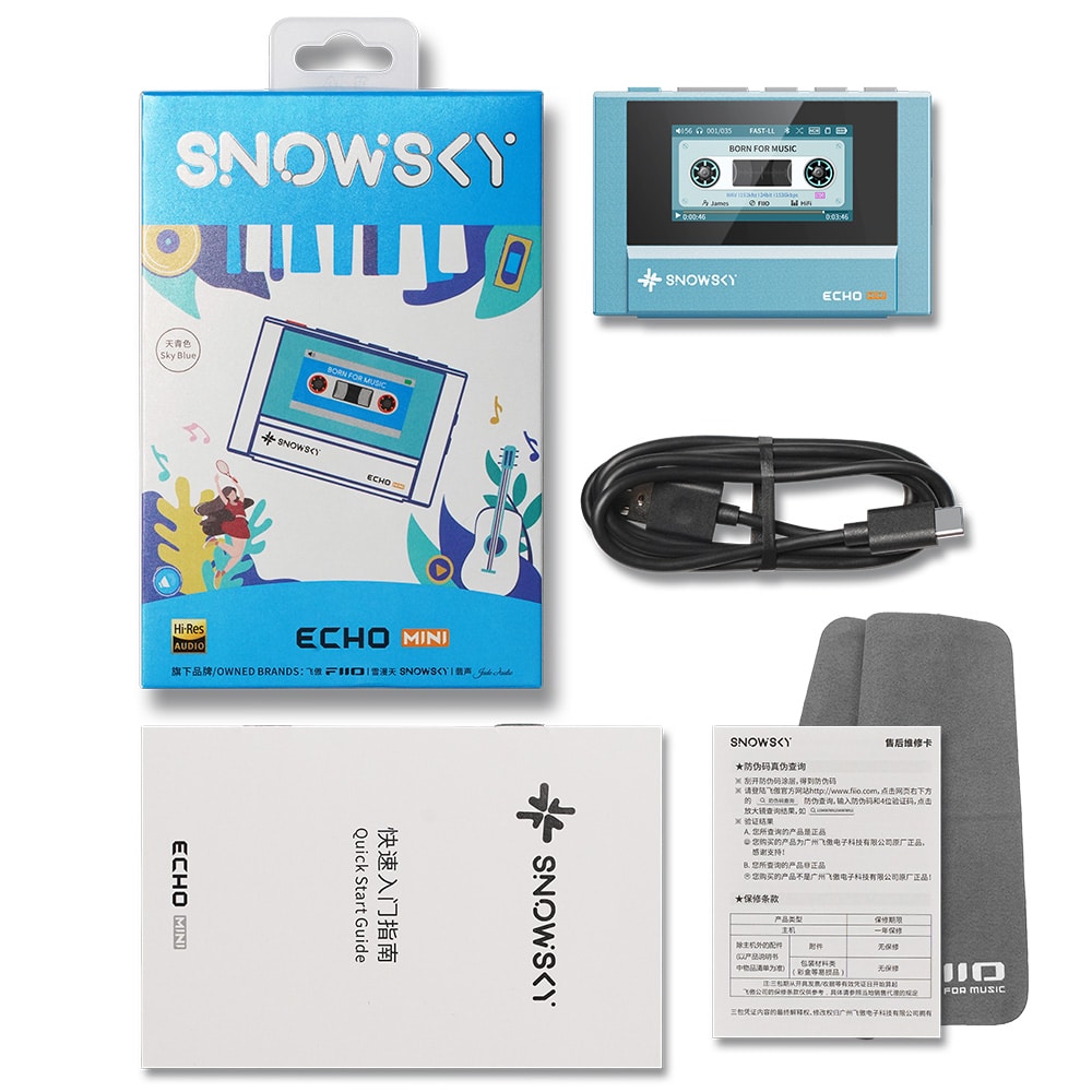 《ロゴ入りクロスプレゼント》 FIIO デジタルオーディオプレーヤー Snowsky ECHO MINI ブルー + 専用ケース SK-ECHOMINI セット ブルー DZONE