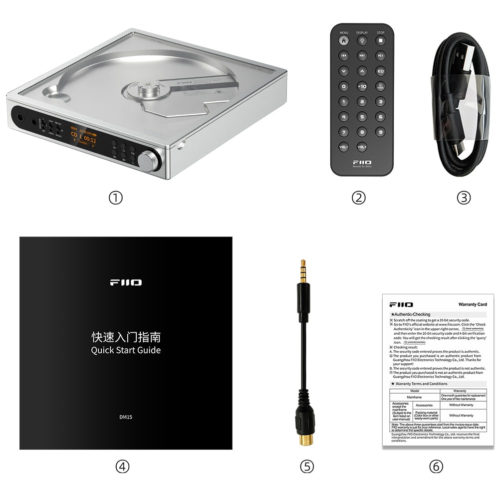 FIIO CDプレーヤー DM15 R2R シルバー + 専用PUレザーケース NEST-DM15 R2R オレンジ セット 《ロゴ入りクロスプレゼント》 シルバー/オレンジ DZONE