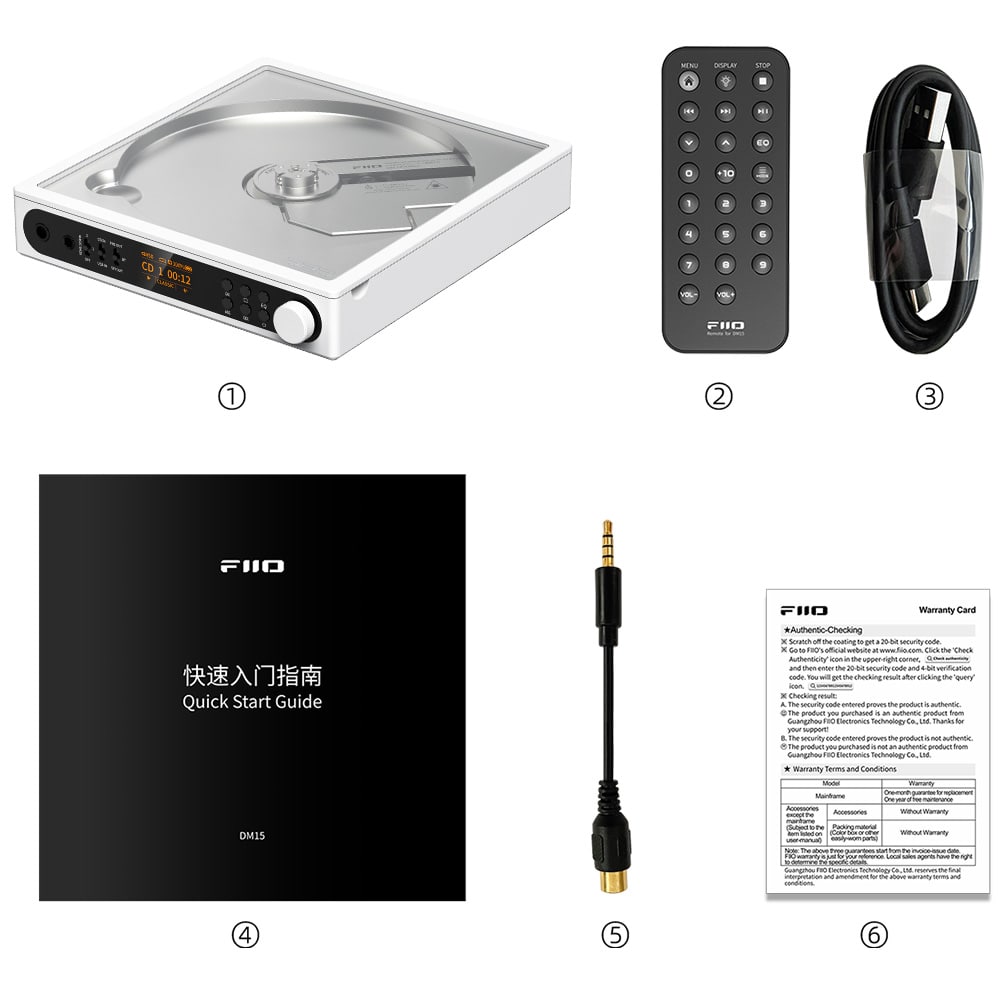 FIIO CDプレーヤー DM15 R2R ホワイト + 専用PUレザーケース NEST-DM15 R2R オレンジ セット 《ロゴ入りクロスプレゼント》 ホワイト/オレンジ DZONE