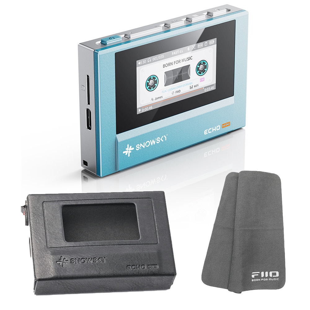 《ロゴ入りクロスプレゼント》 FIIO デジタルオーディオプレーヤー Snowsky ECHO MINI ブルー + 専用ケース SK-ECHOMINI セット ブルー DZONE