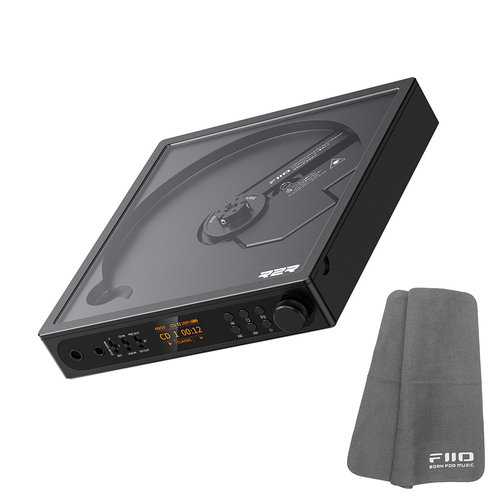 FIIO ポータブル CDプレーヤー DM15 R2R ブラック (FIO-DM15R-K) 《ロゴ入りクロスプレゼント》 ブラック DZONE