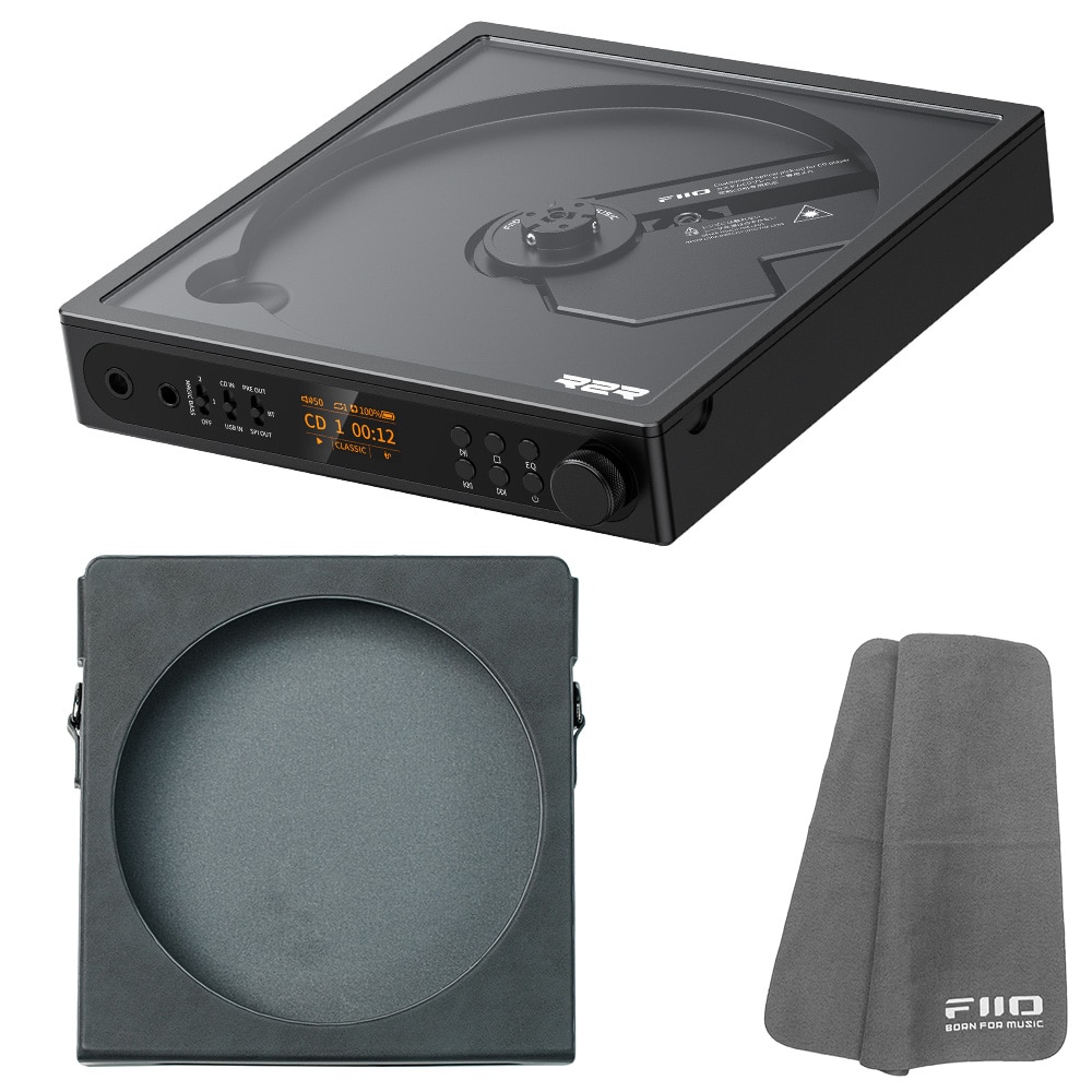 FIIO CDプレーヤー DM15 R2R ブラック + 専用PUレザーケース NEST-DM15 R2R ブラック セット 《ロゴ入りクロスプレゼント》 ブラック/ブラック DZONE