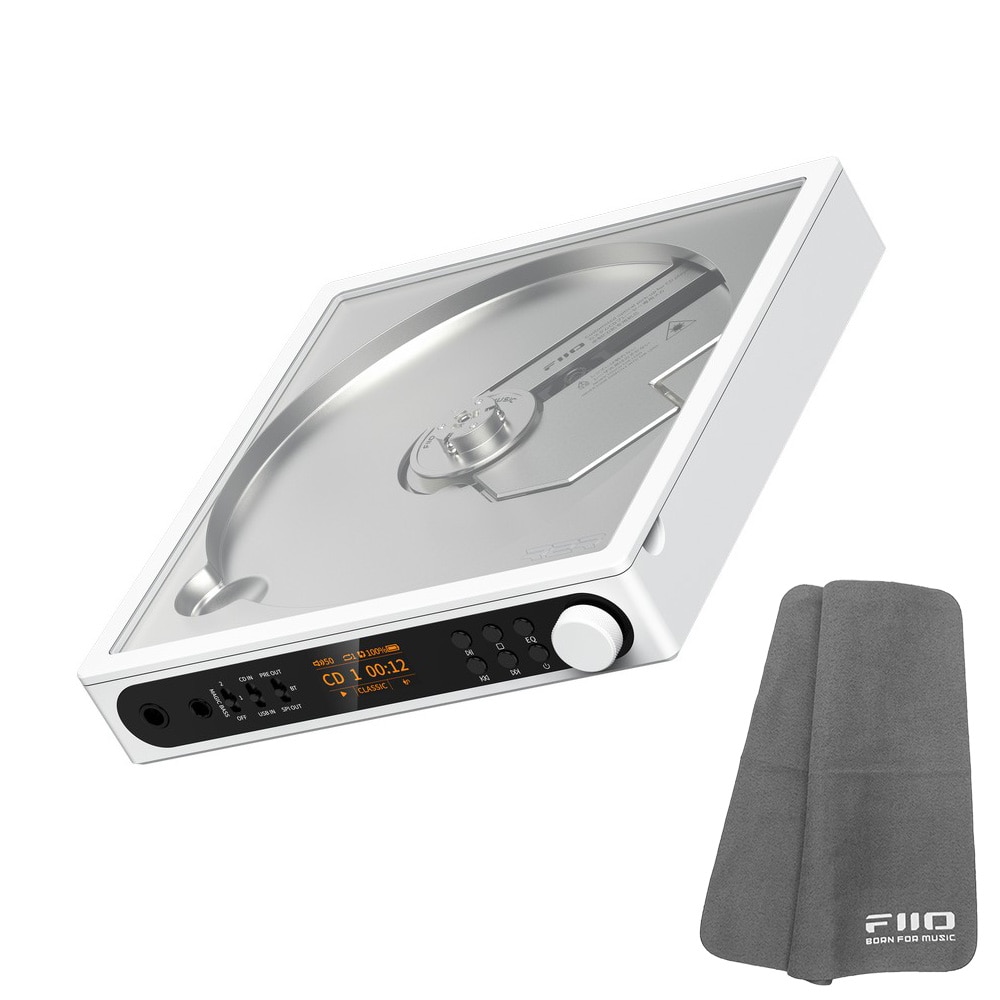 FIIO ポータブル CDプレーヤー DM15 R2R ホワイト (FIO-DM15R-W) 《ロゴ入りクロスプレゼント》 ホワイト DZONE