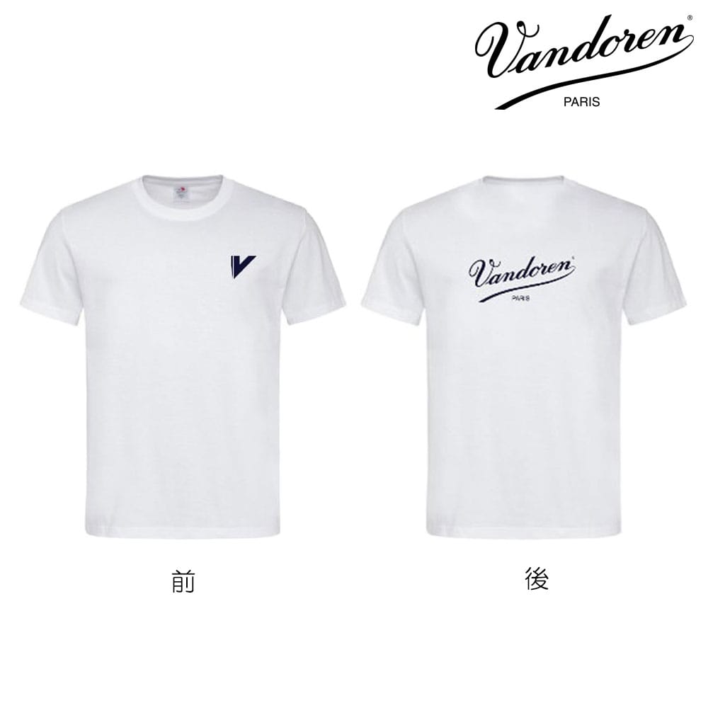 Vandoren バンドーレン ホワイト Tシャツ 青色ロゴ Lサイズ VTS25BL 【ポスト投函】※日時指定非対応・郵便受けにお届け致します