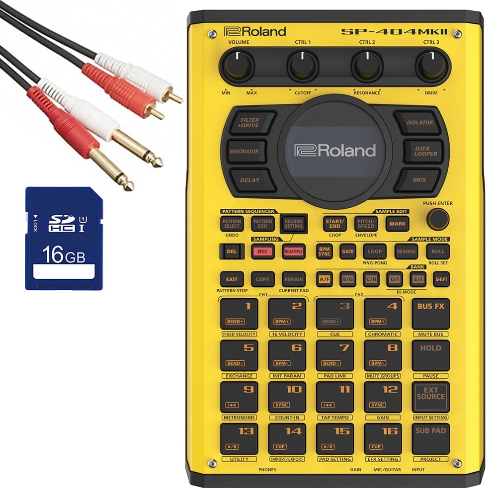 Roland ローランド サンプラー SP-404MK2-Y + SDカード(16GB) + フォンピン 1.5m ケーブル セット 限定200台