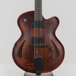 Model 15 Full-Hollow Brown Smoke Satin Catseye Soundholes 2 pickups Black hardware