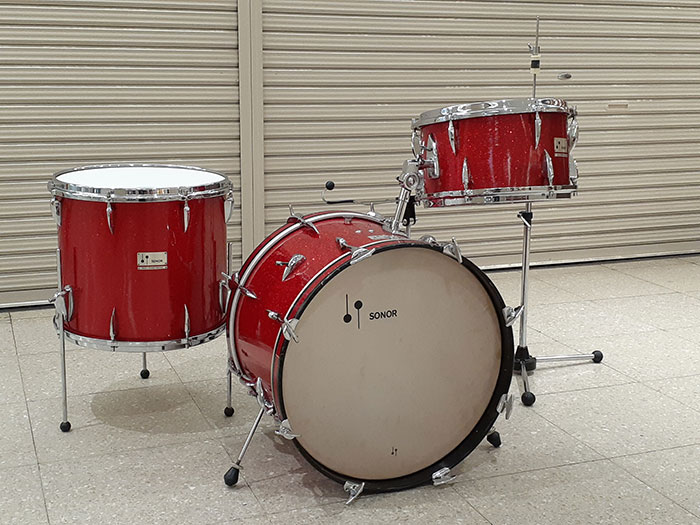 【VINTAGE】60s K-190 Red Sparkling 3点SET　20",13",16" 純正ペダル&スタンド付