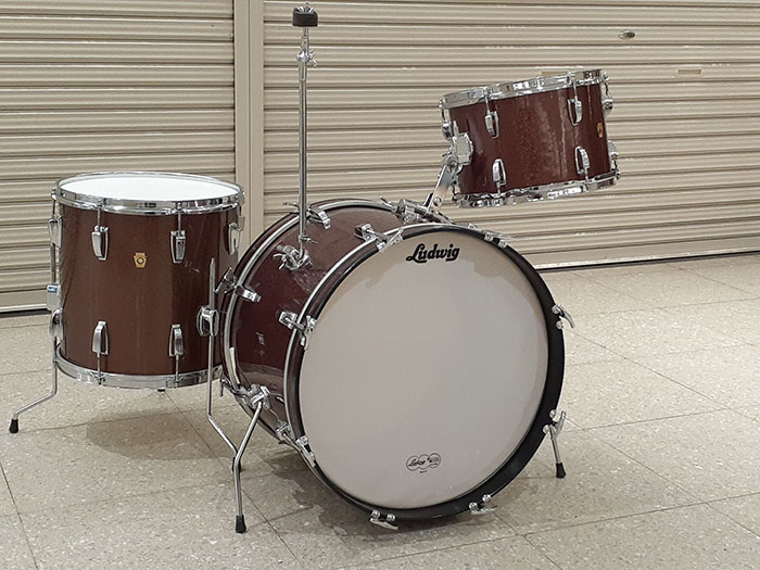 【VINTAGE】68' Downbeat  Sparkling Burgundy Pearl 3pc Set 20",12",14" , Cymbal Holder付属