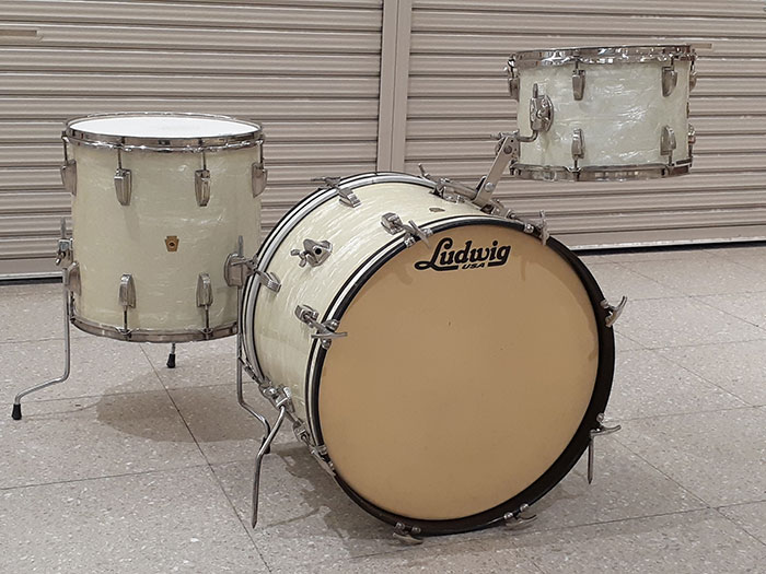 【VINTAGE】64' Downbeat  White Marine Pearl 3pc Kit  20",12",14"