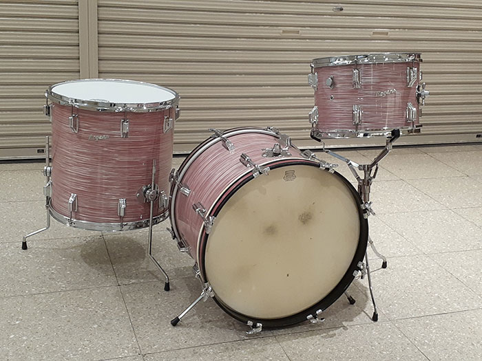 【VINTAGE】60s Holiday Model Wine Red Ripple Pearl 20" 16" 13", w/snare stand