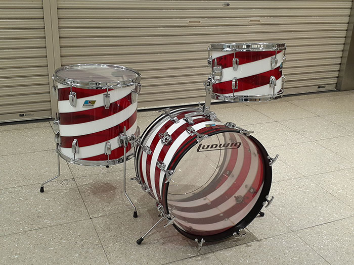 【激レア・VINTAGE】78'-79'  Vistalite Jazzette Red&White Spiral 3点Set 18",12",14"