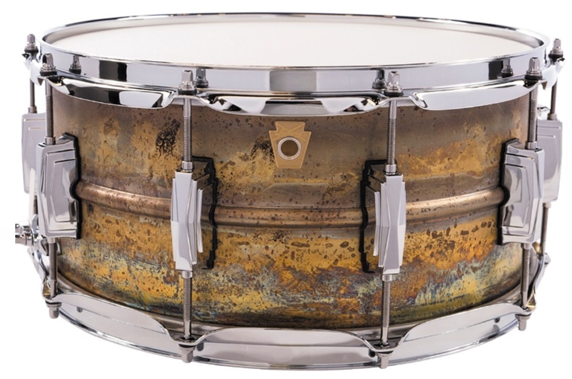 LB464R 14"x6.5" / P-88ACスイッチ Raw Brass Phonic Snare Drum ブラスシェル ソフトケース付き