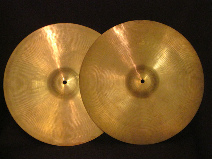 【VINTAGE】1939-55' A Zildjian Trans Stamp 14" Flange Hats 662g/679g