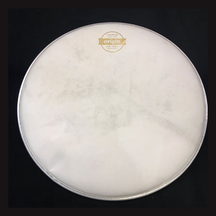 本皮製ドラムヘッド　14" 子牛皮の水なめし(calf white)