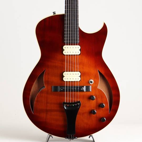 Semi-Hollow Arch Top Ebony Bridge and Tailpiece, Flamed Redwood Top 2013