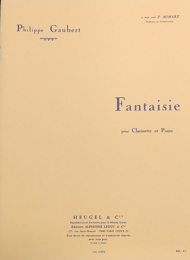 ルデュック社 ゴーベール / ファンタジー （幻想曲）   (クラリネット洋書) Alphonse Leduc