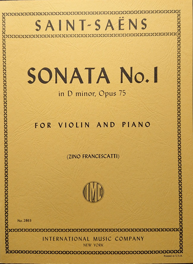 サン＝サーンス/バイオリンソナタ第一番　ニ短調　Op.75（ヴァイオリン洋書）