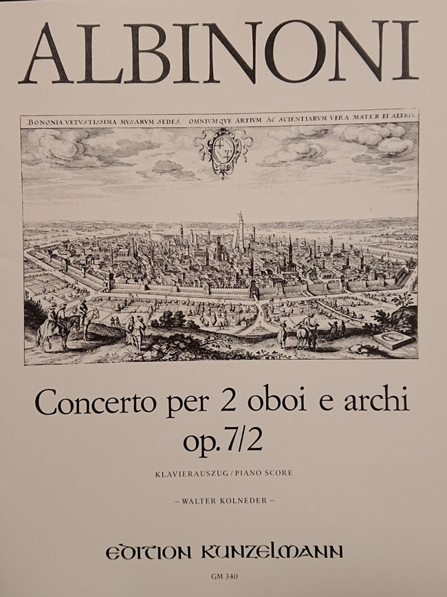 アルビノーニ  / 2本のオーボエのための協奏曲 ハ長調 Op.7 No.2（オーボエ洋書)