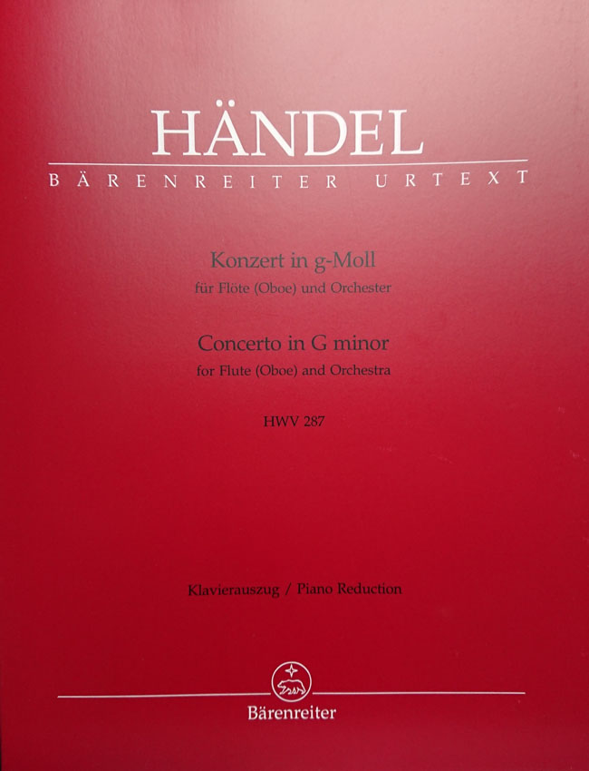 ヘンデル / フルート協奏曲ト短調 HWV 287（オーボエ協奏曲第３番）（フルート洋書、オーボエ洋書)
