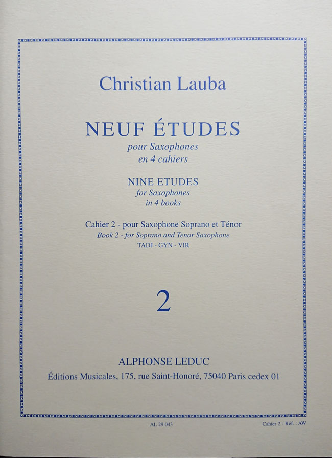 Alphonse Leduc ロバ（ラウバ）/9つのエチュード 第2分冊、第5番-第7番（サックス洋書） ルデュック