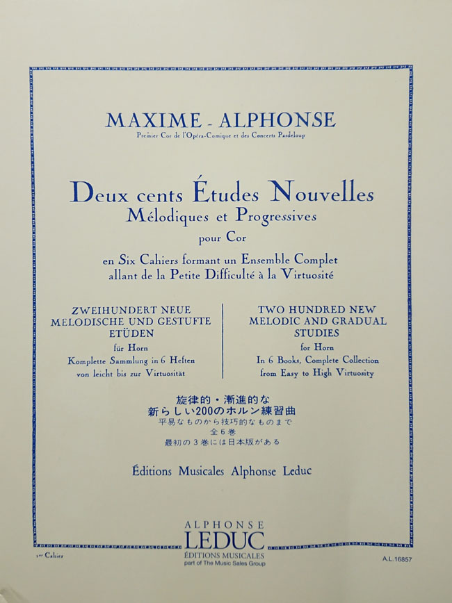 ルデュック社 マキシム＝アルフォンス/200の新しい練習曲１：70の非常にやさしい練習曲(ホルン洋書) Alphonse Leduc