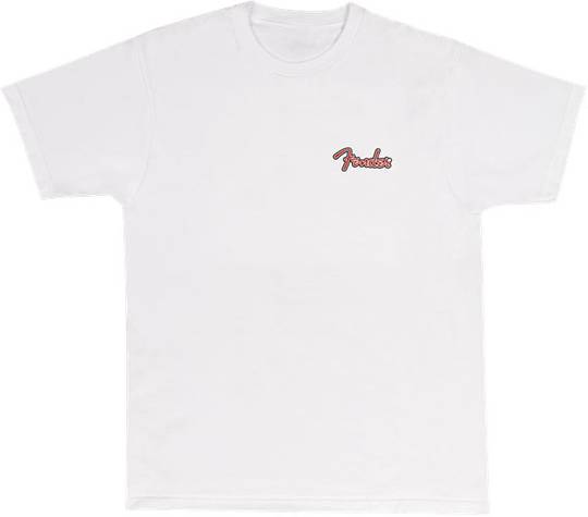 FENDER Spaghetti Logo Globe T-Shirt, Wht S フェンダー
