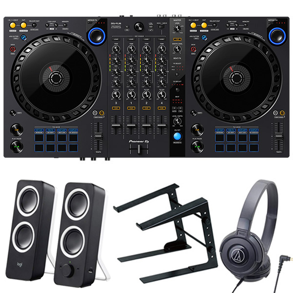 Pioneer DJ DDJ-FLX6 + ヘッドホン + PCスタンド + スピーカー Z200n セット (rekordbox・Serato DJ Pro対応)