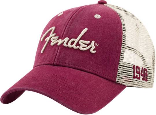 FENDER Fender Spaghetti Logo Washed Trucker Hat, Maroon フェンダー サブ画像1