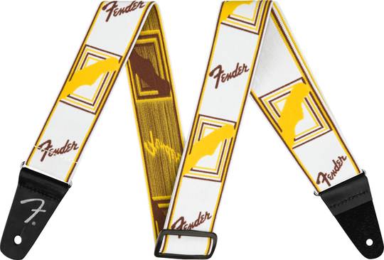 Weighless 2" Monogrammed Strap, White/Brown/Yellow