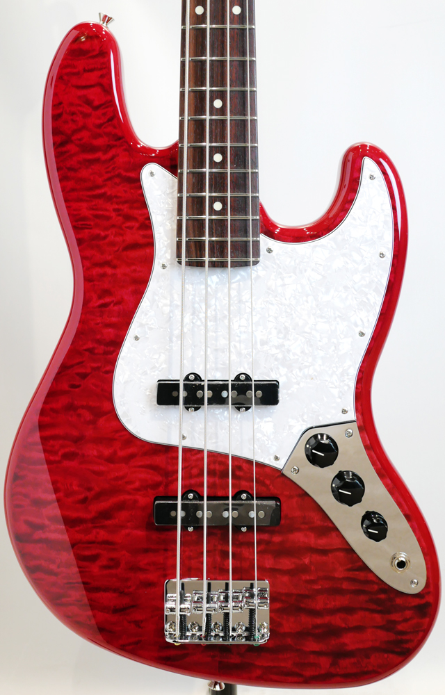 Made in Japan Hybrid II 2024 Collection Jazz Bass / Quilt Red Bery