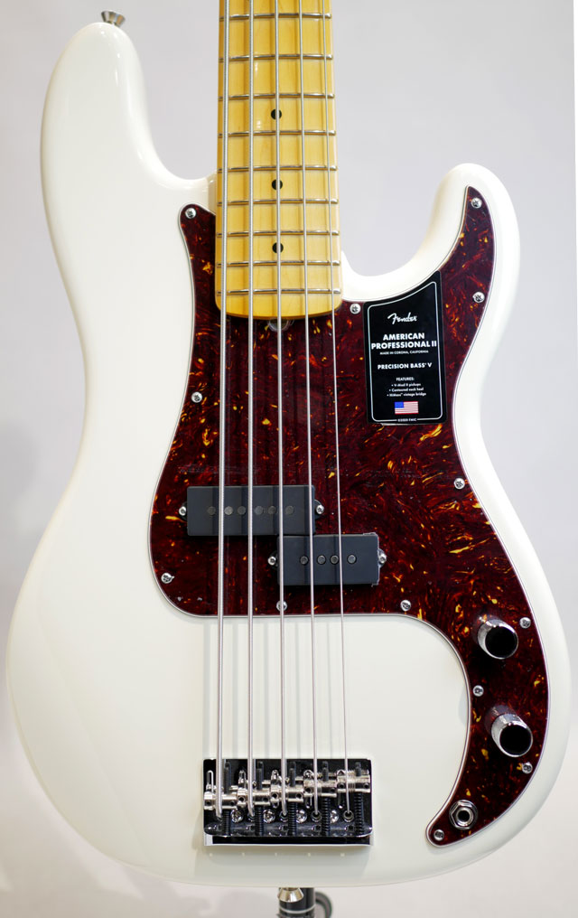 American Professional II Precision Bass V Olympic White / Maple