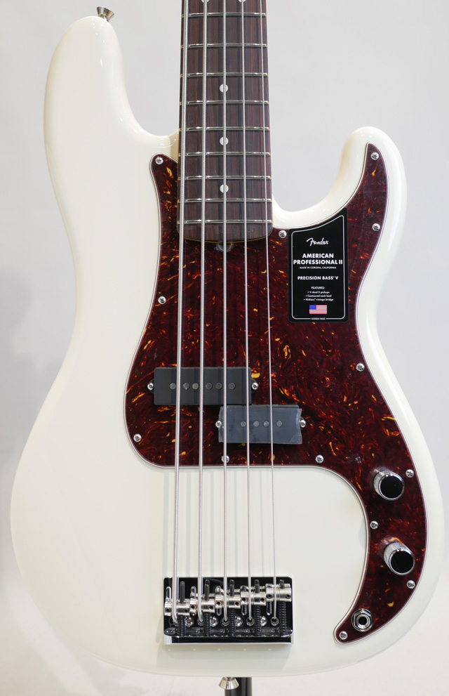 American Professional II Precision Bass V Olympic White / Rosewood
