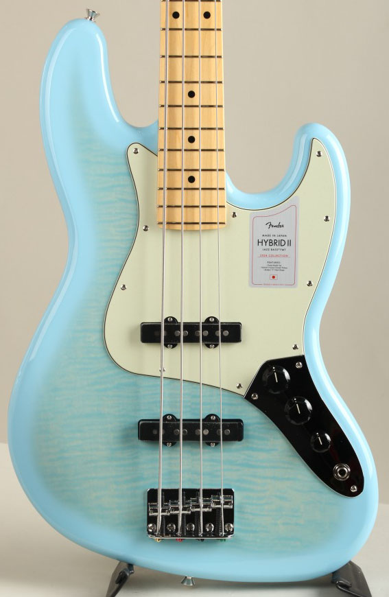 2024 Collection Made in Japan Hybrid II Jazz Bass Flame Celeste Blue