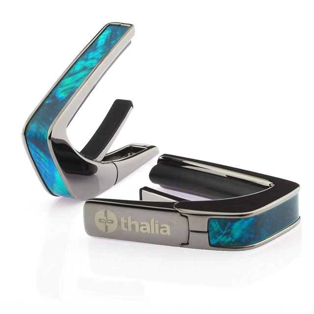 Thalia Capos Black Chrome Finish with Teal Angel Wing Inlay タリアカポ