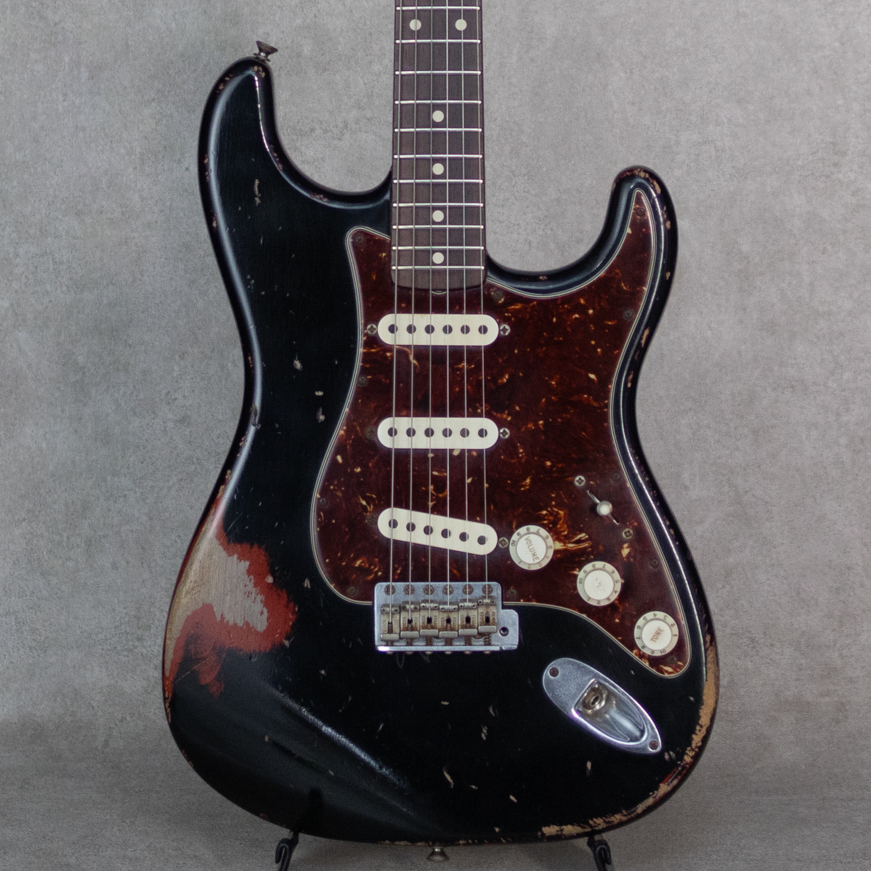 MBS 1962 Stratocaster Heavy Relic Black Overlay Seminole Red Built by Jason Smith