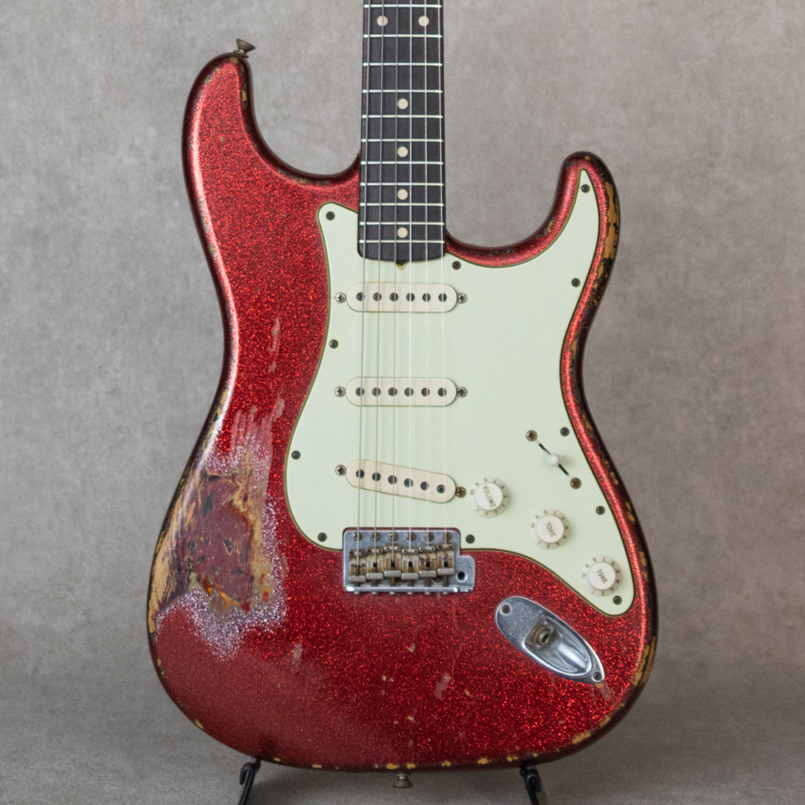 MBS 1960 Stratocaster Heavy Relic Sparkle Red Overlay 3CS Built by Jason Smith