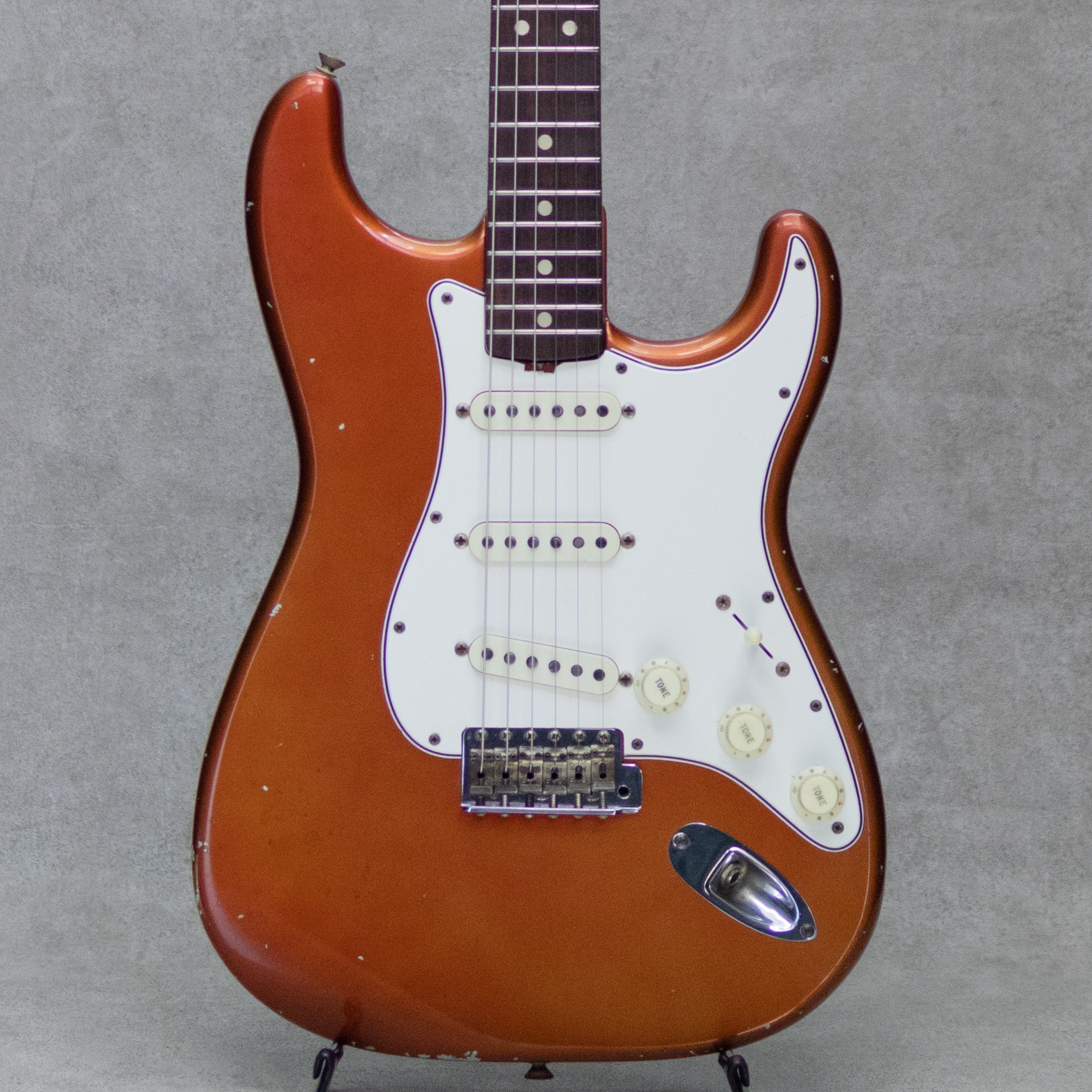 Stratocaster Candy Apple Red Overlay Sonic Blue / 1966