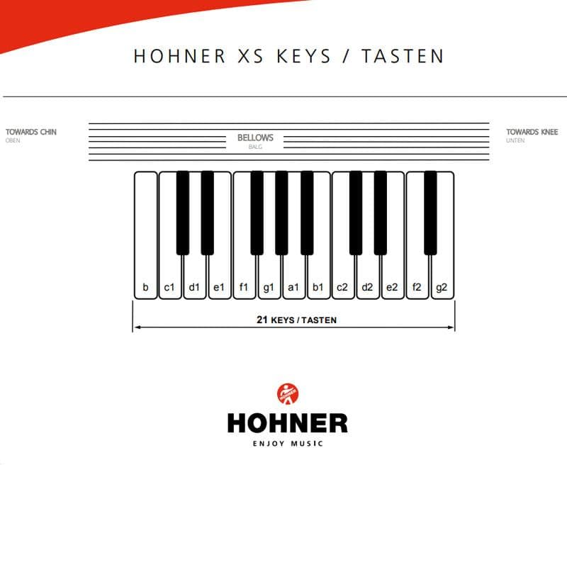 HOHNER ハンディ アコーディオン XS ダークグレー & ホワイト ピアノキー 21鍵 ホーナー オリジナルクロスプレゼント 【取り寄せ商品】