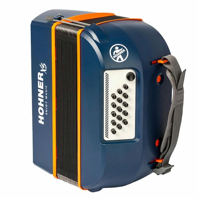 HOHNER ハンディ アコーディオン XS ダークブルー & オレンジ ボタンキー 21ボタン ホーナー オリジナルクロスプレゼント 【取り寄せ商品】