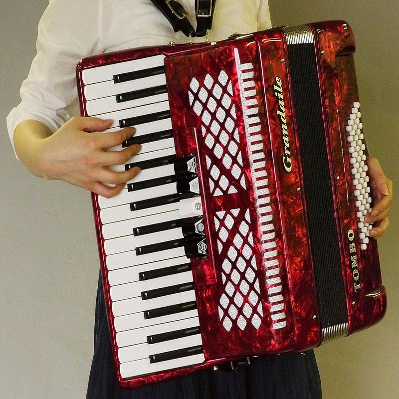TOMBO GT-60B トンボ アコーディオン Grandaile パッションレッドパール 34鍵 グランデール オリジナルクロスプレゼント 【取り寄せ商品】