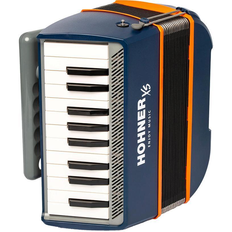 HOHNER ハンディ アコーディオン XS ダークブルー & オレンジ ピアノキー 21鍵 ホーナー オリジナルクロスプレゼント 【取り寄せ商品】